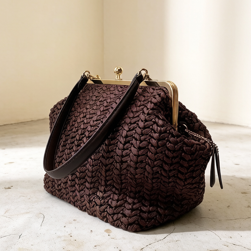 Women Bags On Sale - กระเป๋าสะพายชายหาดแบบถักมือพร้อมกรอบล็อคแบบ Kisslock สำหรับผู้หญิง กระเป๋าถือและกระเป๋าสะพายไหล่ดีไซน์หรูหรา รุ่นใหม่ปี 2026