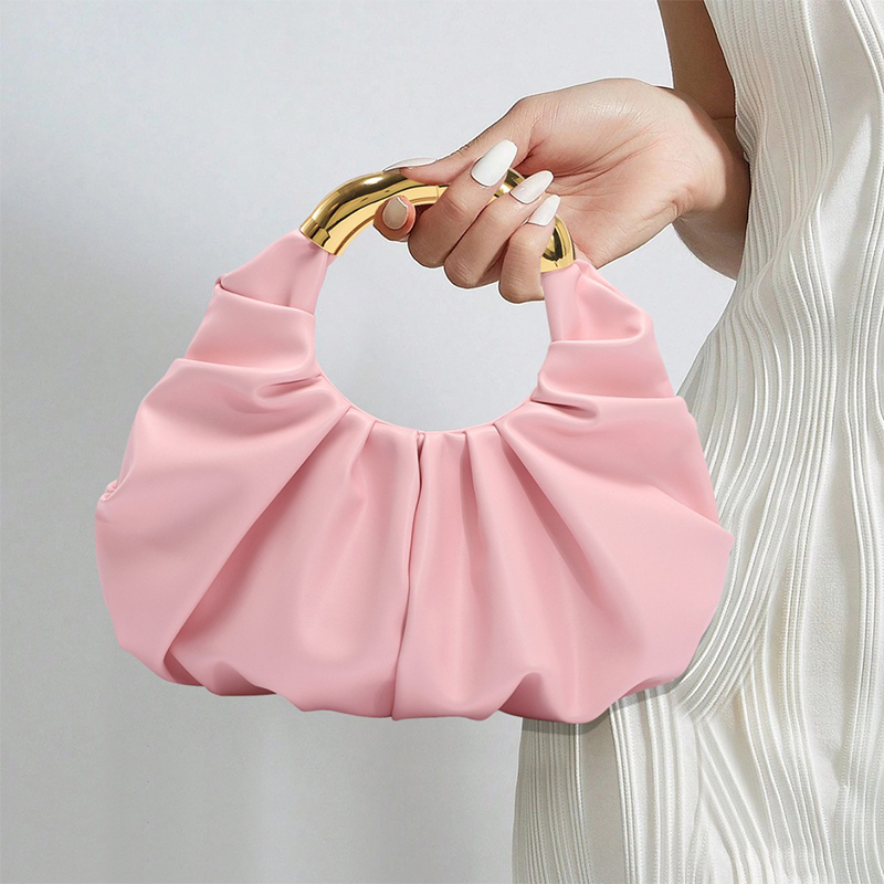 Women Bags High End Brands - กระเป๋าถือผู้หญิงลายเมฆแบบจีบสไตล์เกาหลี กระเป๋าคลัทช์สีพื้นเรียบหรู แบรนด์เฉพาะกลุ่ม กระเป๋าคลัทช์สำหรับออกงานกลางคืน ดีไซน์หรูหราสำหรับผู้หญิง