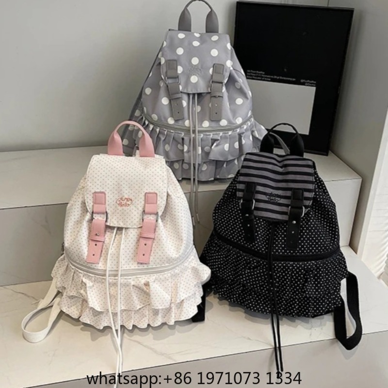 Women'S Bags Holiday - กระเป๋าเป้สะพายหลังลายจุดสำหรับผู้หญิง รุ่น Ruffles Spliced Mochilas Mujer