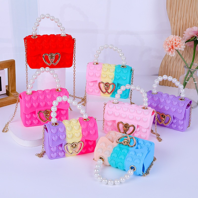 Women Bags H&M - กระเป๋าซิลิโคน Love Bubble Jelly, กระเป๋าป๊อปเปอร์ลดความดัน, กระเป๋าถือ
