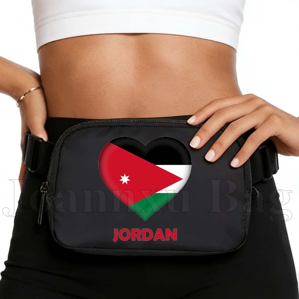Women Bags Jordan - กระเป๋าคาดเอว Jordan Heart Flag สำหรับผู้ชายและผู้หญิง กระเป๋าคาดเอวอเนกประสงค์ความจุขนาดใหญ่