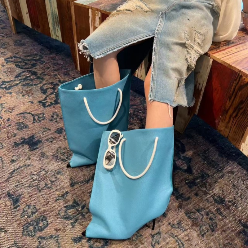 Women Bags For Party - รองเท้าบูททรงกระเป๋าแบบใหม่สำหรับผู้หญิง ฤดูใบไม้ร่วง/ฤดูหนาว หัวแหลม ส้นเข็ม แฟชั่นโดดเด่น เหมาะสำหรับงานปาร์ตี้