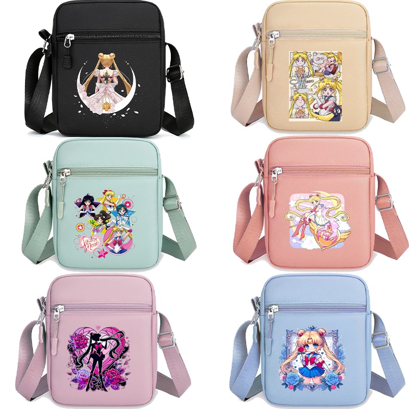 Women Bags For Party - กระเป๋าสะพายไหล่เซเลอร์มูน กระเป๋าสะพายข้างน่ารักสำหรับทุกเพศ กระเป๋าถือพิมพ์ลายการ์ตูนอนิเมะ กระเป๋าถือแฟชั่นพกพาสำหรับผู้หญิง ของขวัญสำหรับงานปาร์ตี้