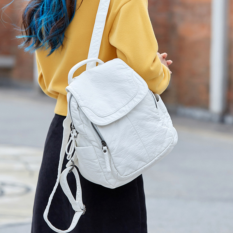Women Bags H&M - กระเป๋าเป้สะพายหลังสำหรับผู้หญิงกระเป๋าเป้หนังฟอกสีขาวกระเป๋านักเรียนใบเล็กกระเป๋าสำหรับเด็กผู้หญิงวัยรุ่นกระเป๋าเดินทางลำลองเข้าได้กับทุกชุด