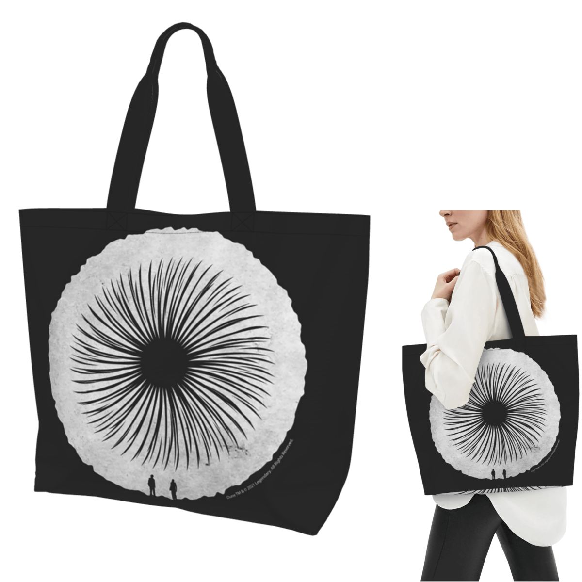 Women Bags Dune - กระเป๋าผ้าแคนวาสลายหนัง Dune Sandworm ขนาดใหญ่ ใส่ของได้เยอะ ใช้สะพายไหล่