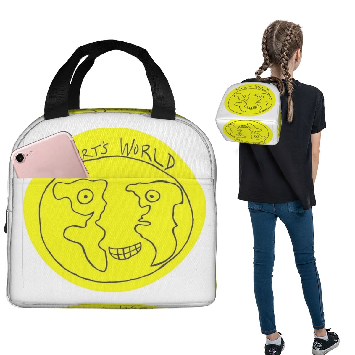 Women Bags Kurt - โจ คีรี่ สป্রี คูร์ตส์ เวิลด์ โลโก้กระเป๋าใส่อาหารกลางวันแบบมีฉนวนสำหรับผู้หญิงเด็กกล่องอาหารแบบพกพากระเป๋าใส่อาหารกลางวันแบบเก็บความร้อน