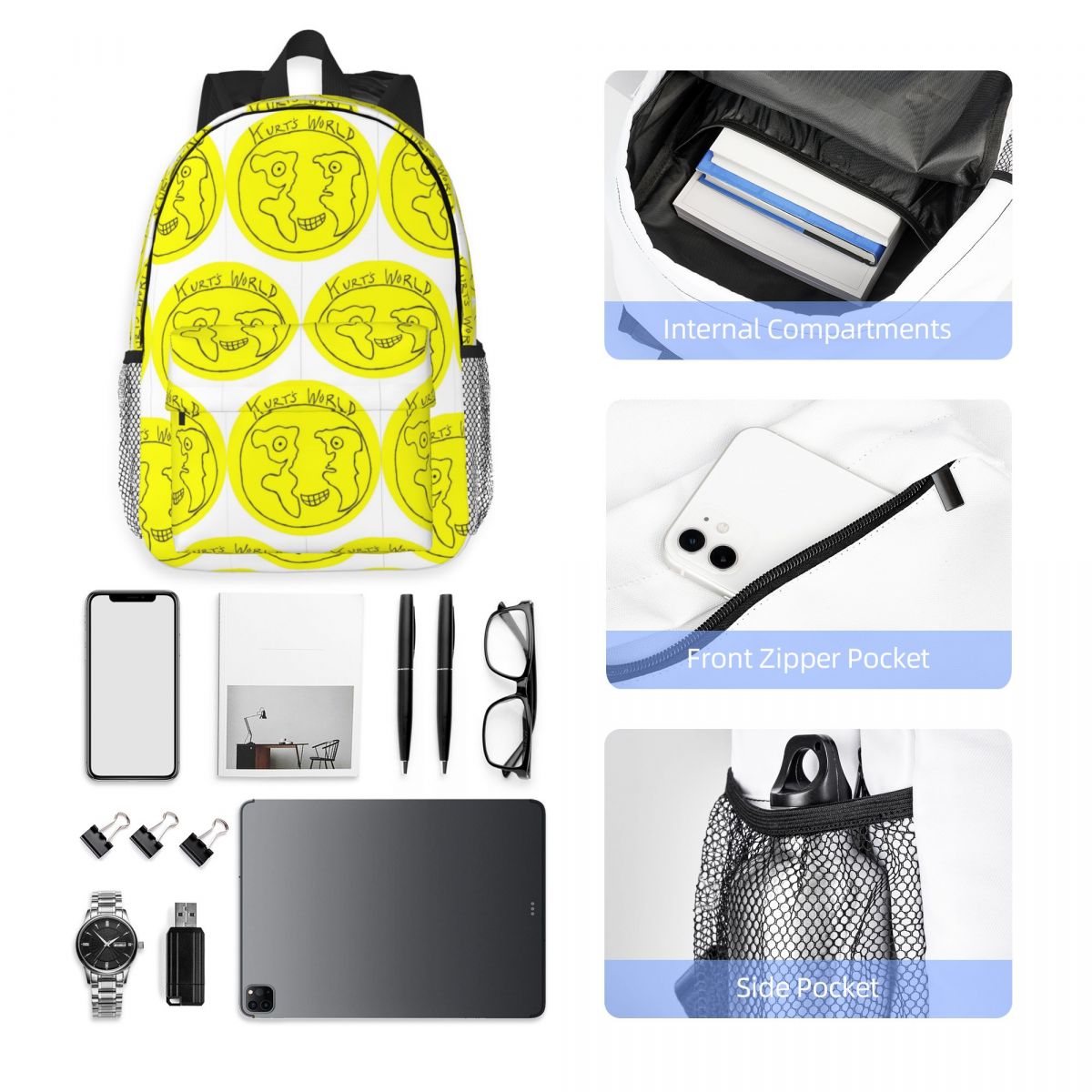 Women Bags Kurt - โจ คีรี่ สป্রี คูร์ตส์กระเป๋าเป้สะพายหลังโลโก้เวิลด์ ฮอตเซลล์ กระเป๋าเป้สะพายหลังความจุขนาดใหญ่