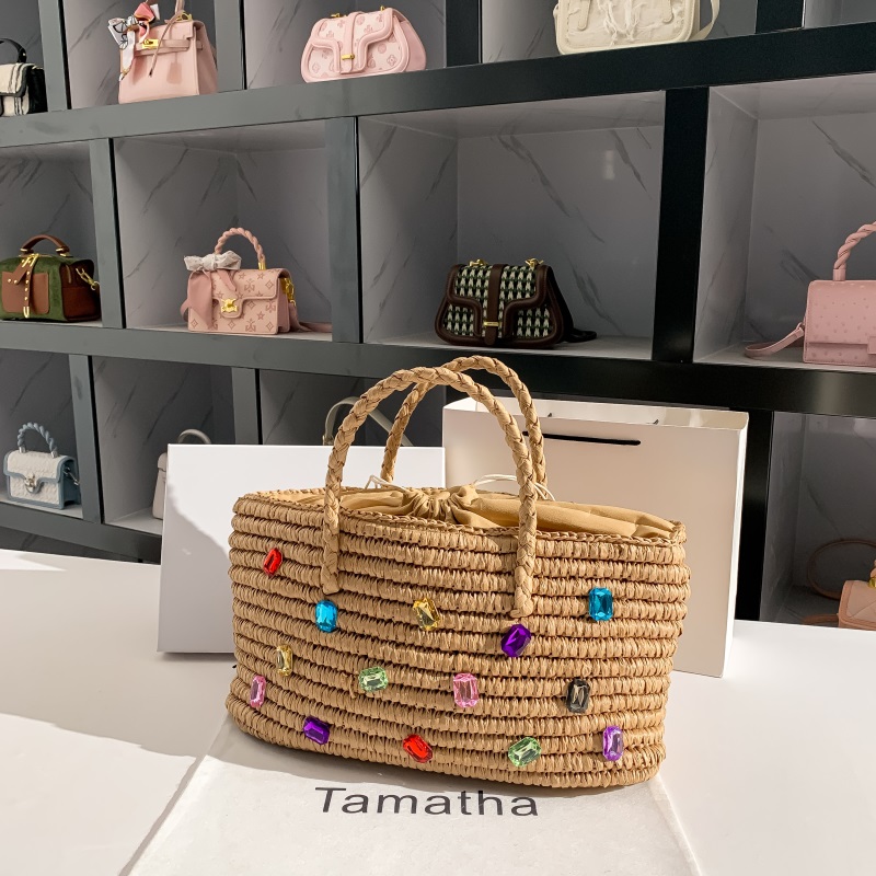 กระเป๋าถือสานด้วยมือทำจากฟางสำ - Women'S Bags Holiday บทวิจารณ์และราคา