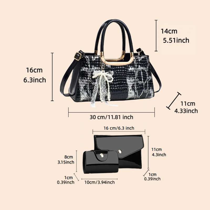 ชุดกระเป๋าถือสตรี ลายหนังจระเข - Women Bags For Party บทวิจารณ์และราคา