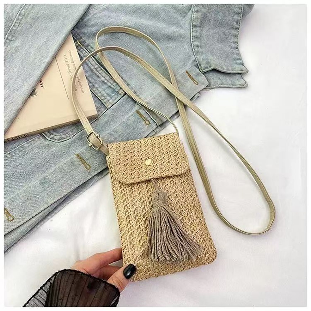 กระเป๋าสะพายข้างสานทรงครอสบอดี - Women'S Bags Holiday บทวิจารณ์และราคา
